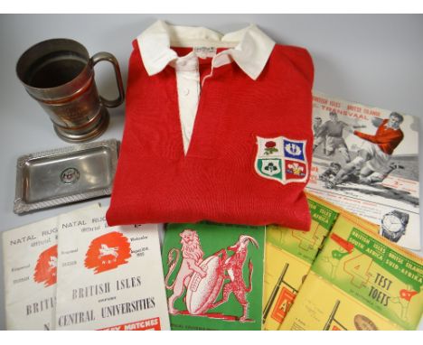 1955 BRITISH LIONS SOUTH AFRICA TOUR JERSEY NUMBER 34 ISSUED TO GARETH GRIFFITHS TOGETHER WITH MATCH PROGRAMMES and 925 silve