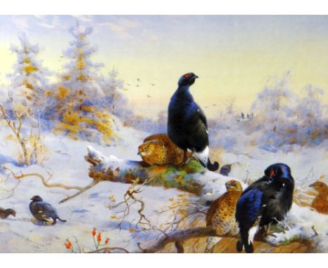 ARCHIBALD THORBURN limited edition (109/850) print  - game birds in snow, unsigned, 29 x 38cms