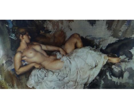 WILLIAM RUSSELL FLINT Frost &amp; Reed coloured print - reclining semi-nude female, signed in pencil lower right, blind stamp