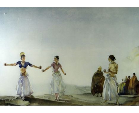 WILLIAM RUSSELL FLINT coloured print - depicting semi-clad females with onlookers in background, signed lower right, blind st