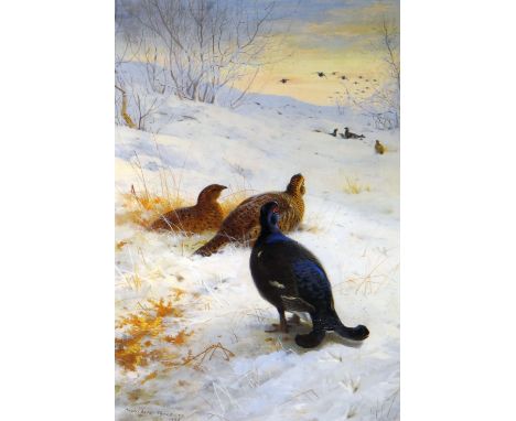 ARCHIBALD THORBURN limited edition (109/850) print - game birds in the snow with ducks in flight, 50 x 34cms