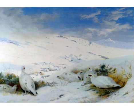 ARCHIBALD THORBURN limited edition (27/500) print - Trion Gallery with pheasant blind stamp bottom left, game birds in a snow