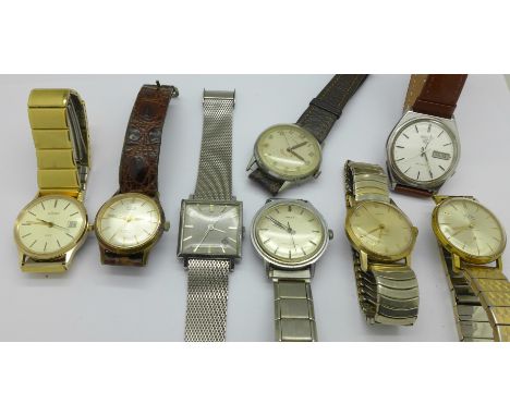 Eight wristwatches, Rotary, Avia, Sekonda, etc.