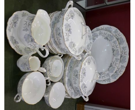 A Royal Albert Silver Maple dinner service, forty pieces, comprising dinner, tea and side plates, two oval serving plates, tw