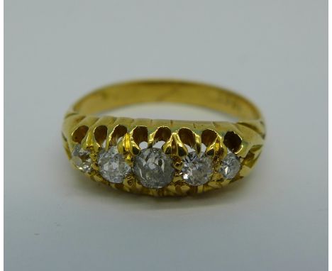 An 18ct gold and diamond ring, 2.9g, K