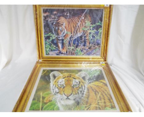 Stephen Gayford - 2 prints entitled 'Breaking Cover' and 'First Born', gilt framed, image size 38 cm x 48.5 cm, 35.5 cm x 49 
