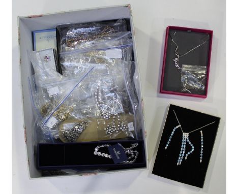 Approximately 45 diamante necklaces/necklace and earring sets including some vintage and an unworn Swarovski crystal necklace