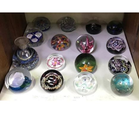 SECTION 23. Sixteen glass paperweights including 7x Caithness, 2x Whitefriars 1x Wedgwood etc.&nbsp;including 2 by William Ma