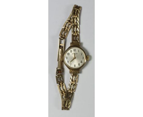 A ladies 9ct gold Rotary cocktail watch with bracelet strap, 14.0g gross, in original box 