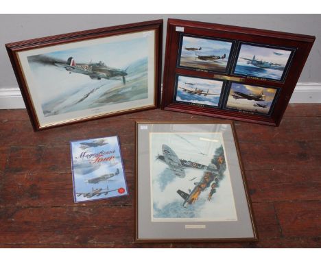 A framed set of four commemorative plates by Davenport Pottery for Bradford Exchange, entitled 'The Magnificent Four' depicti