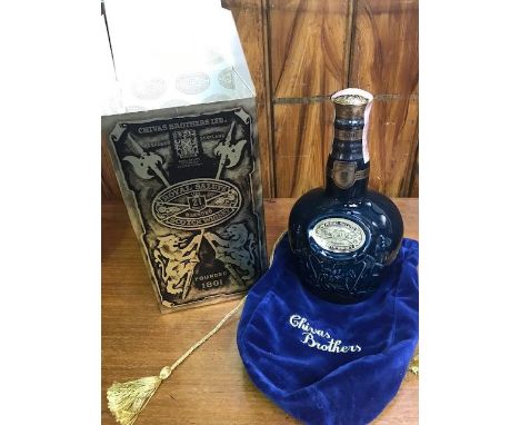 A 70cl bottle of Chivas Royal Salute 21 year old whisky, presented in a Wade ceramic bottle with velvet sack and original box