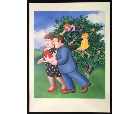 Beryl Cook, 'A Bird in The Hand,' ltd edition colour print, 282/300, pub. 2002, 26"x21" unframed, vgc, with certificates, pur