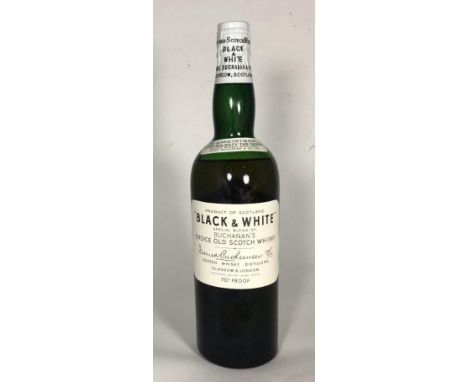 A 1950s/60s bottle of Black &amp; White Blended Scotch Whisky, 70% Vol, by James Buchanan &amp; Co Ltd, with original branded