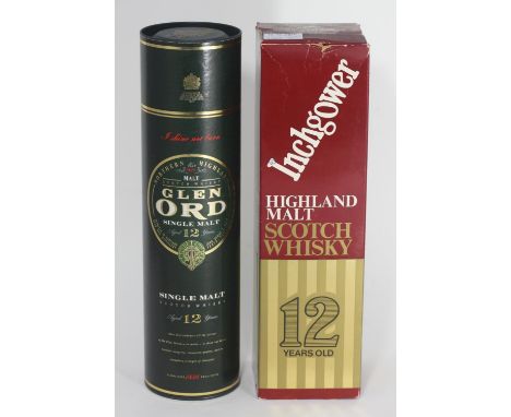 A single bottle of  Inchgower De Luxe Highland Malt Whisky, Aged 12 Years, 70% proof, in original box, together with a bottle