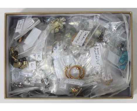 Approximately 160 various pairs of earrings, some vintage enamel, lots silver, tiger's eye, butterfly etc. includes examples 