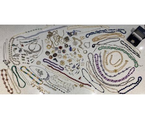 Various silver and silver &amp; enamel jewellery together with a good quantity of costume jewellery including necklaces, brac