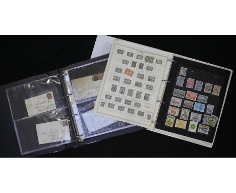 Postal History Interest: An album of stamp covers including a Penny Black, penny Post entires, numerous Penny Red singles and