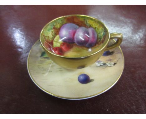 Royal Worcester porcelain cabinet cup and saucer painted by W.H. Austin 