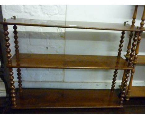 19th Century mahogany three tier wall bracket with bobbin turned uprights 
