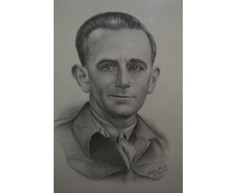 Pencil sketch portrait of an army officer together with a quantity of framed and unframed watercolours and prints 