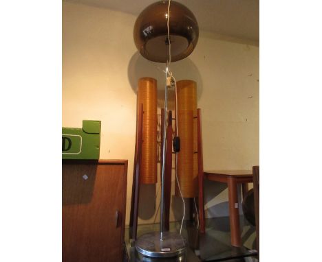 20th Century chromium standard lamp with Perspex shade together with a similar shade 