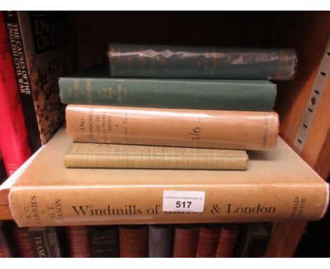 Five topographical volumes ' The Windmills of Surrey and Inner London 1966 ', Surrey and Sussex Border Church 1925 ' by T. R.