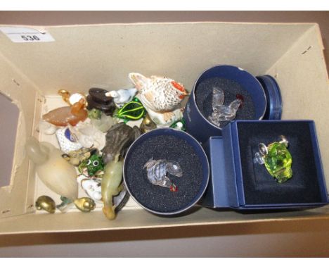 Collection of miscellaneous ceramic, glass and other figures of animals and birds including Swarovski 