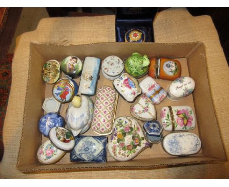 Collection of various mainly French porcelain and gilt metal mounted trinket boxes 