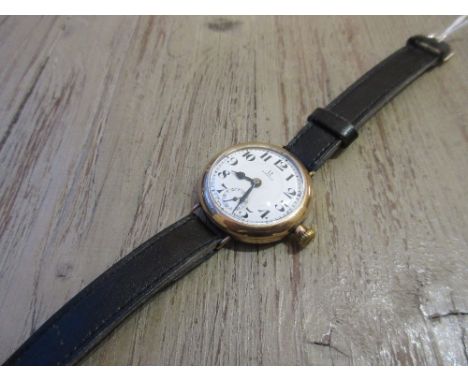 9ct Gold cased Omega wristwatch with enamel dial circa 1930's 
