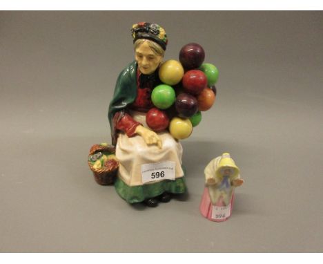 Royal Doulton figure, ' The Old Balloon Seller ' HN1315, together with a Royal Worcester candle snuffer 