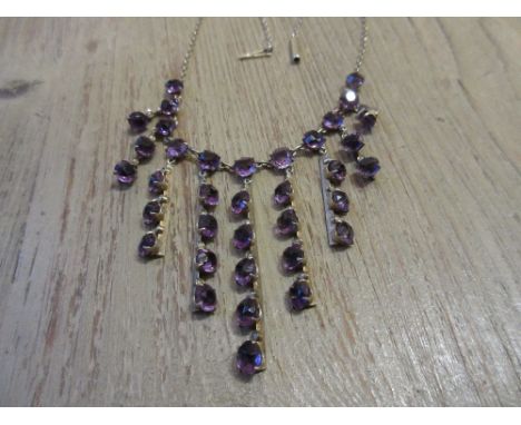 Silver amethyst set necklaceGood condition, no damage or restoration 