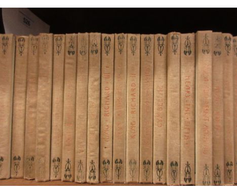 The Red Letter Shakespeare, edited by E. K. Chambers, thirty seven volumes with cover designed by Talwin Morris 