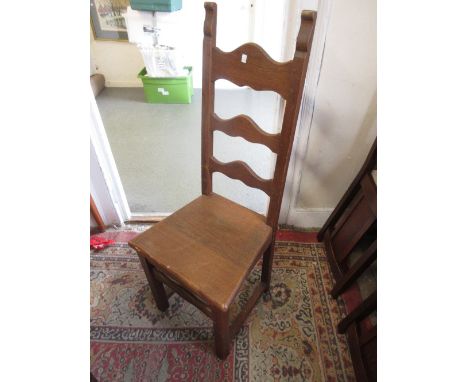 Set of six 20th Century oak ladder back dining chairs with panelled seats 