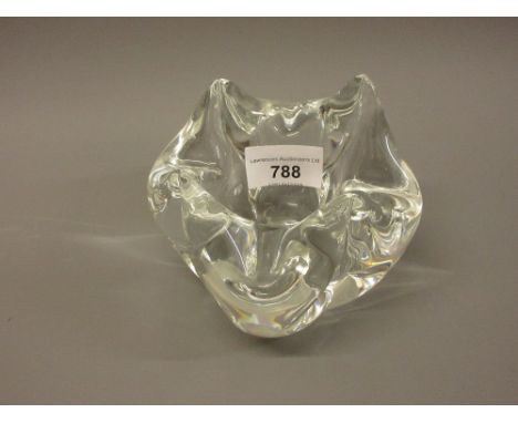 Schneider clear glass trinket dish, signed 