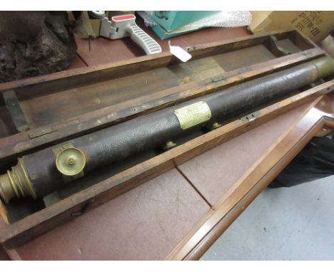 Late Victorian target telescope by J.H. Steward, for the National Rifle Association, the brass body with original leather cov