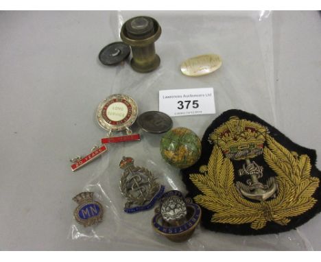 Brighton Railway 1870 jacket button, silver Brighton and Hove Bus Coach Company Ltd Long Service medal, Royal Army Medical Co