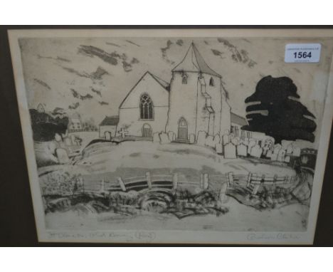 Graham Clarke, signed artists proof etching, St. Clements, Old Romney, 11.5ins x 14.5ins 