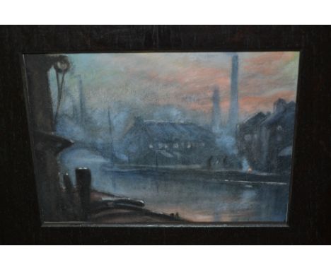 Box containing a quantity of oils, watercolours and drawings, docklands scene, coastal and other views, signed Adrian Hill, H