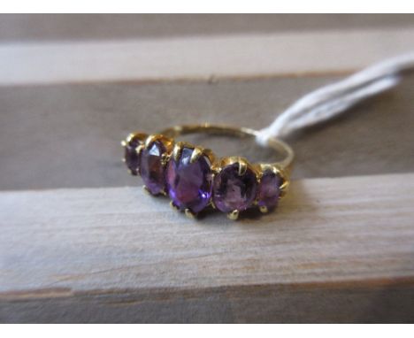 18ct Yellow gold five stone amethyst ring 