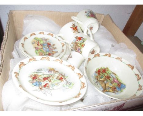Box containing a quantity of various Bunnykins cups, saucers, bowls etc 