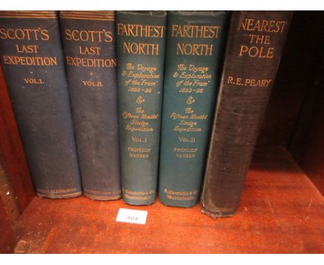 Two volumes ' Scotts Last Expedition ', arranged by Leonard Huyley, published London 1914, also one volume ' Neares - The Pol