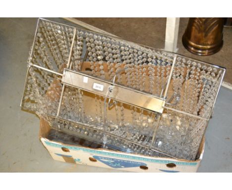Large 20th Century rectangular chromium metal and crystal light fitting 