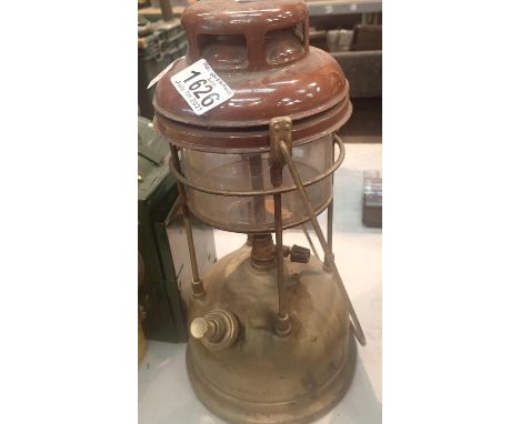 Large brass and enamel vintage Tilley lamp. Not available for in-house P&amp;P, contact Paul O'Hea at Mailboxes on 01925 6591