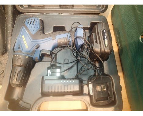 A cased workzone 16V cordless drill plus charger and one battery. Not available for in-house P&P, contact Paul O'Hea at Mailb
