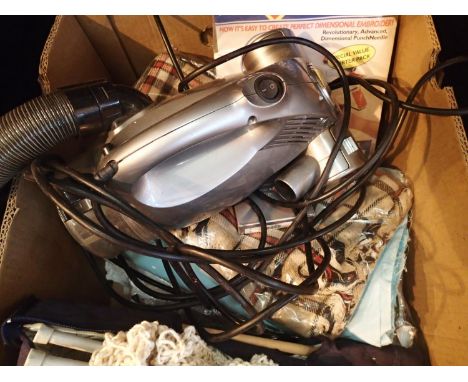 The Hunter home tec vacuum cleaner and some knitting related items. Not available for in-house P&P, contact Paul O'Hea at Mai