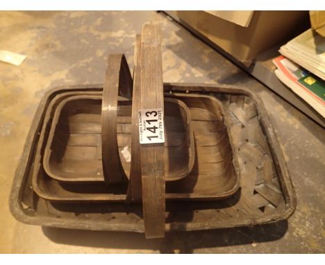 Three graduated 19th Century trugs. P&amp;P Group 2 (£18+VAT for the first lot and £3+VAT for subsequent lots) 