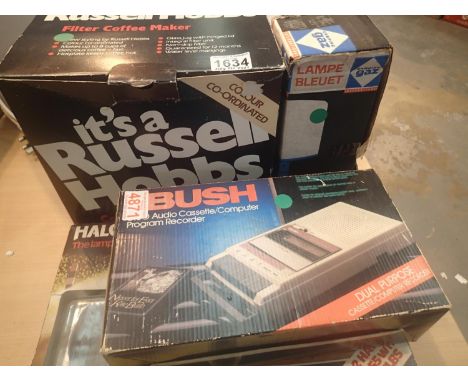 Mixed items to include coffee machine, gas lamp, Bush 3160 cassette recorder. Not available for in-house P&amp;P, contact Pau