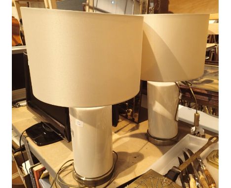 Pair of Next lamps with shades. and a circular Turkish rug. Not available for in-house P&P, contact Paul O'Hea at Mailboxes o