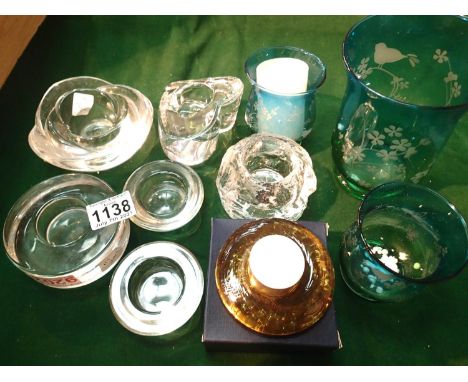 Small quantity of tea light holders including two by Orrefors. Not available for in-house P&amp;P, contact Paul O'Hea at Mail