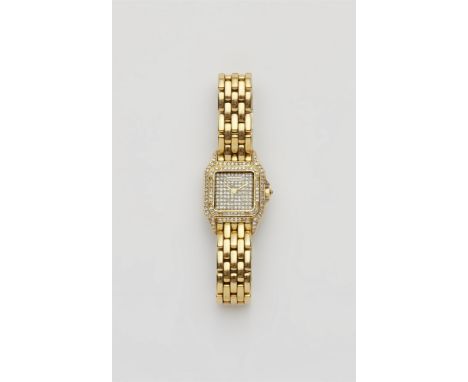 Cartier Damen-Armbanduhr "Panthère"18 kt Gelbgold. Rechteckige Damenarmbanduhr mit Saphirglas. Lünette, Gehäuse und Zifferbla